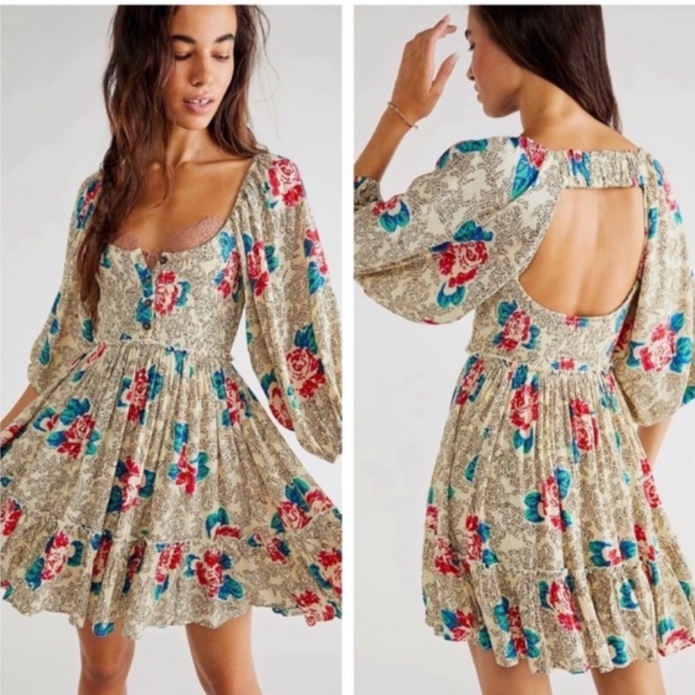 Free People Summer Picnic Smocked Mini Dress Size Small